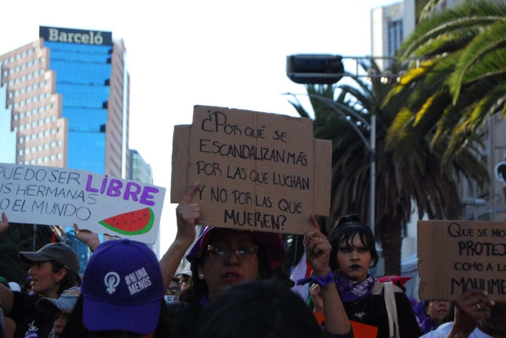 Las mujeres marcharon por las calles del centro de la capital para conmemorar el 25N.