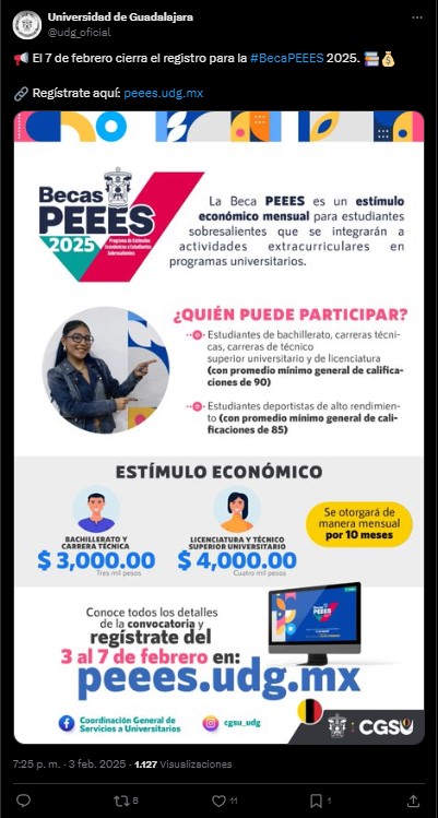 Beca de 4 mil pesos Guadalajara